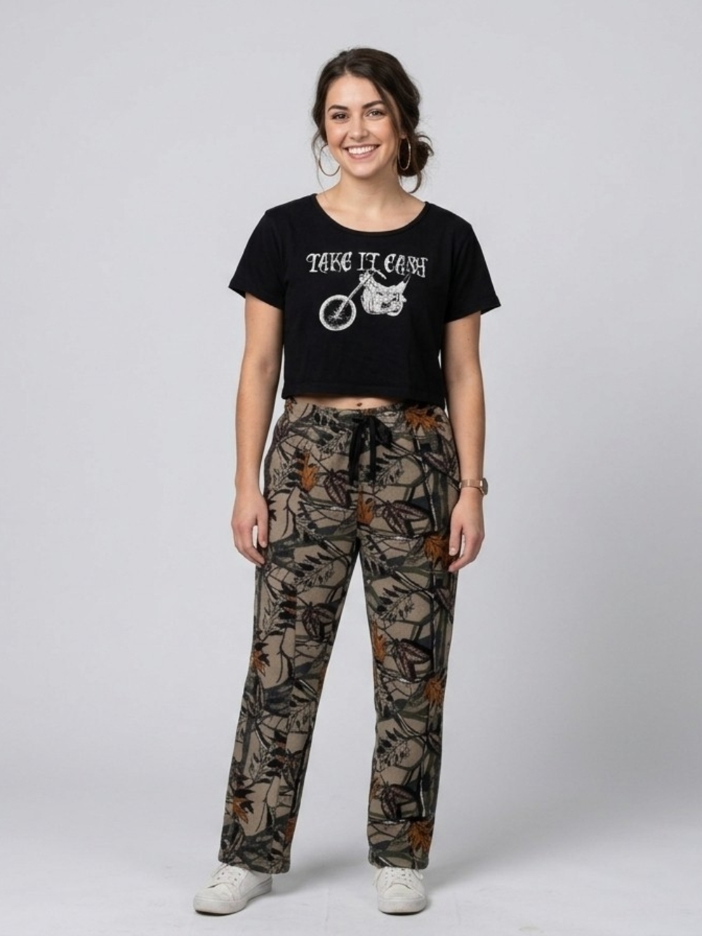 Black 'Take It Easy' Crop Tee And Pants